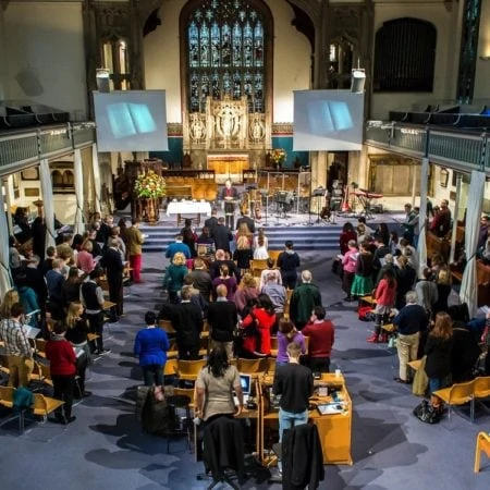 Crowded church hall