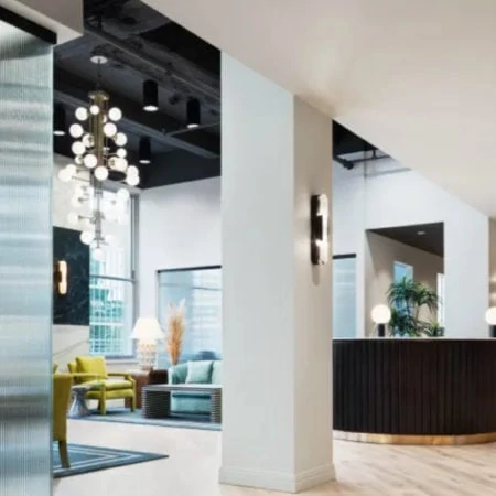 Modern foyer with beautiful lighting