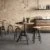 Rustic cafe with brick walls and vinyl flooring