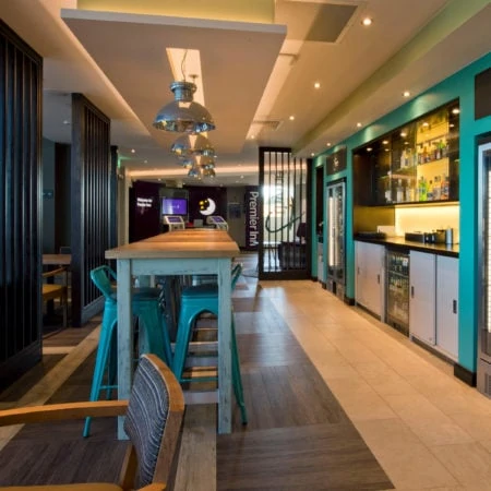 Hotel dining area with cooled drinks cabinet