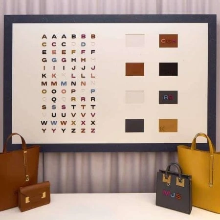 Luxury handbags on display