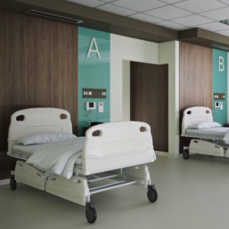 Hospital beds in a ward