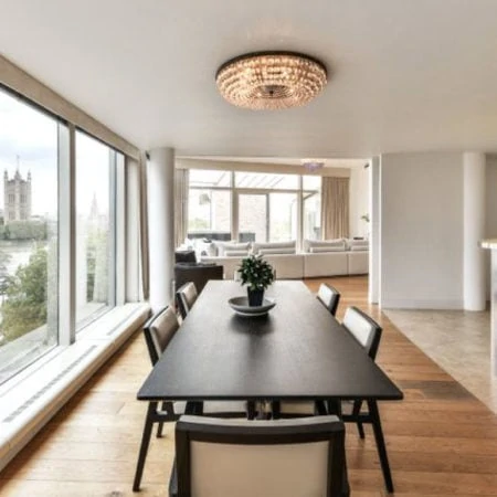 Hardwood floor dining room