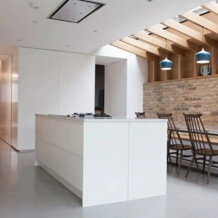 Modern kitchen with polished concrete