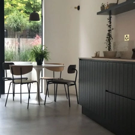 Kitchen with polished concrete floor