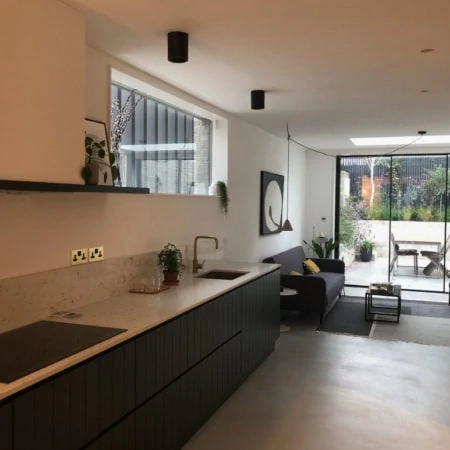 Kitchen with polished concrete floor