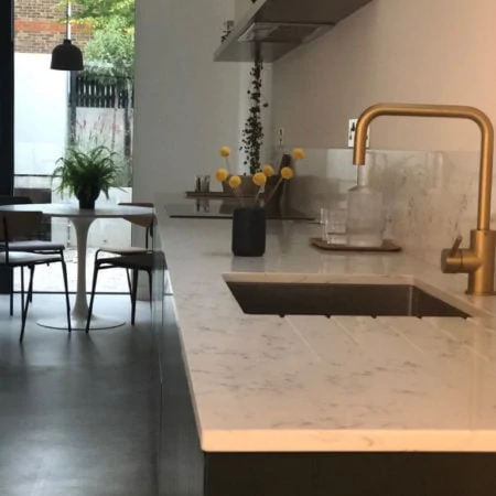 Kitchen with polished concrete floor