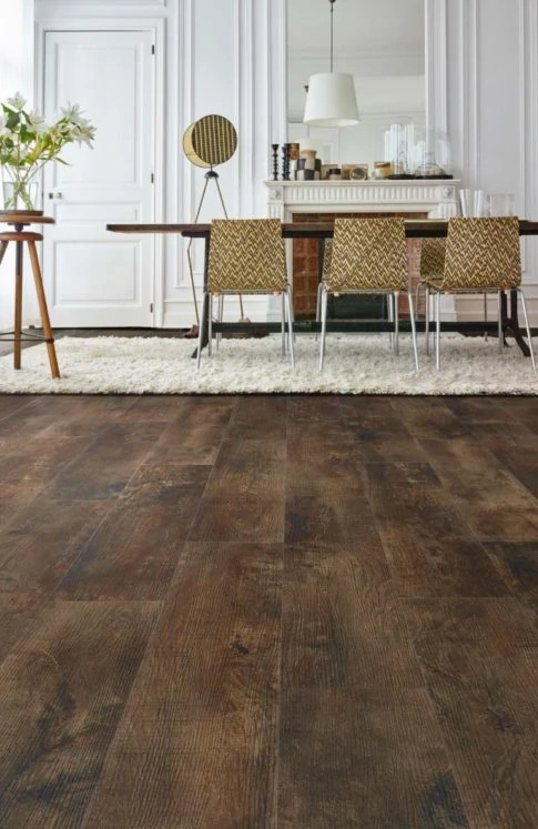 Dining room with wooden floor