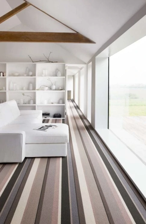 Striped commercial carpet in modern lounge setting