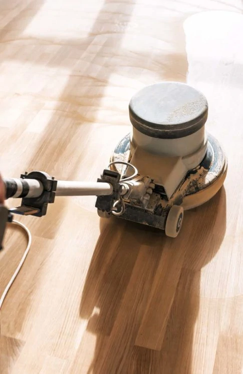 Floor sander machine sanding wooden floor