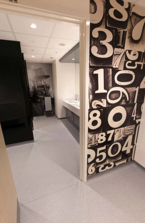 Hygienic wall cladding with funky pattern