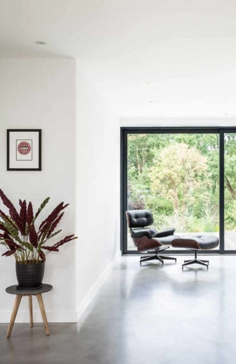 Polished concrete floor in stylish lounge